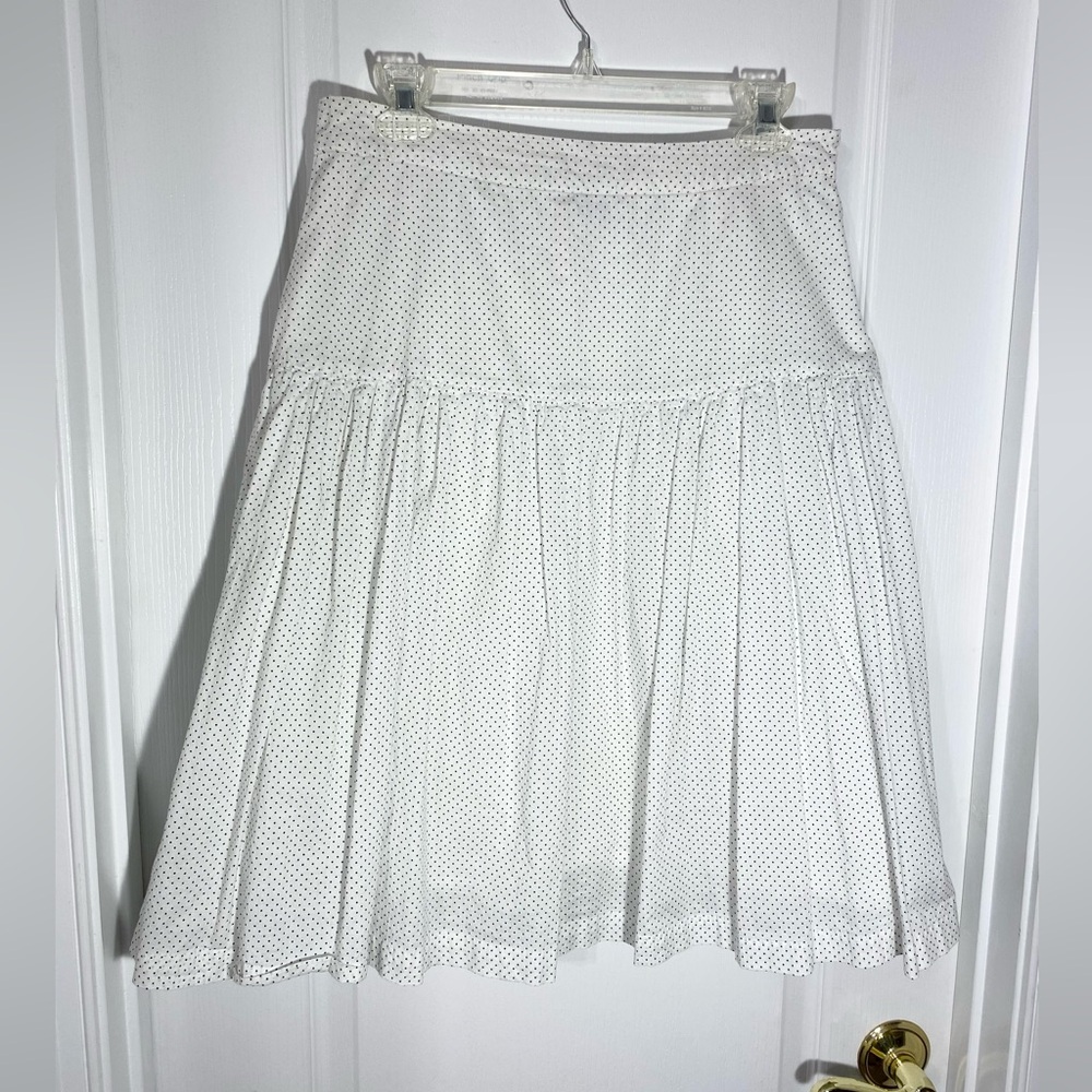 Y2K Willi Smith Polka Dot Drop Waist Pleated A-Line Skirt White Black Size 10
